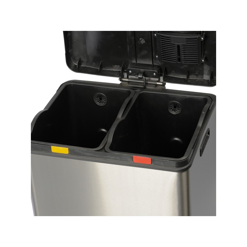 Poubelle à pédale bi-flux pour tri sélectif 2x30L