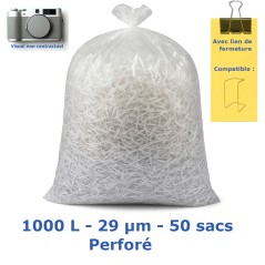 Sac poubelle perforé transparent ép29µm 1000L (x50)
