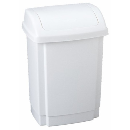 Poubelle polypropylène 10L avec couvercle basculant - Blanc