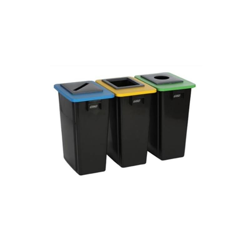 Conteneur PB 3x60L triflux noir Conteneur PB 3x60L triflux noir
