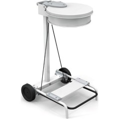 Chariot porte sac 100/130L Blanc avec roues et pedale