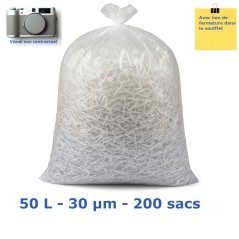 Sac poubelle PEBD - Transparent 50L 30µ 680x750 mm (200 sacs)