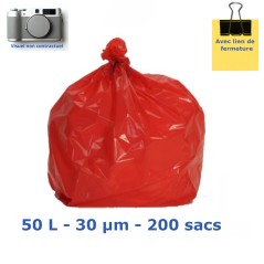 Sac poubelle PEBD Rouge 50L 30µ LS 680x750mm (200 sacs)