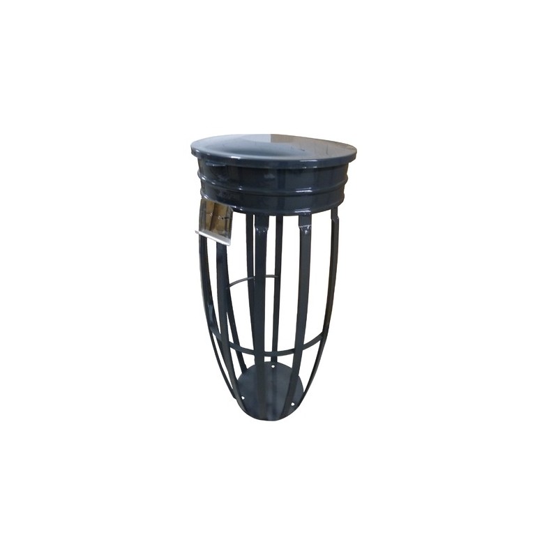 Corbeille ANTI-VENT avec couvercle - Gris RAL7016 Corbeille ANTI-VENT avec couvercle - Gris RAL7016