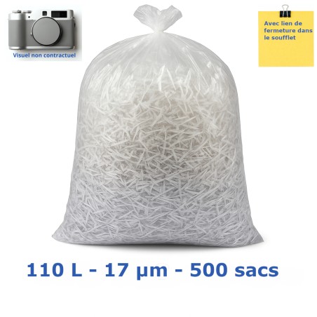 Sac poubelle Translucide 110L 17µ 700x1050mm (500 sacs)