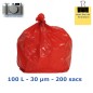 Sac poubelle PEBD Régé - Rouge 100L 30µ 820x850 mm (200 sacs)