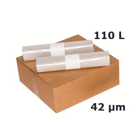Sac poubelle renforce 110L transparent 42µ (200 sacs)