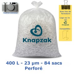 Sac poubelle 400L Transp.perf.logo 23µ 940x1950 mm (84 sacs)