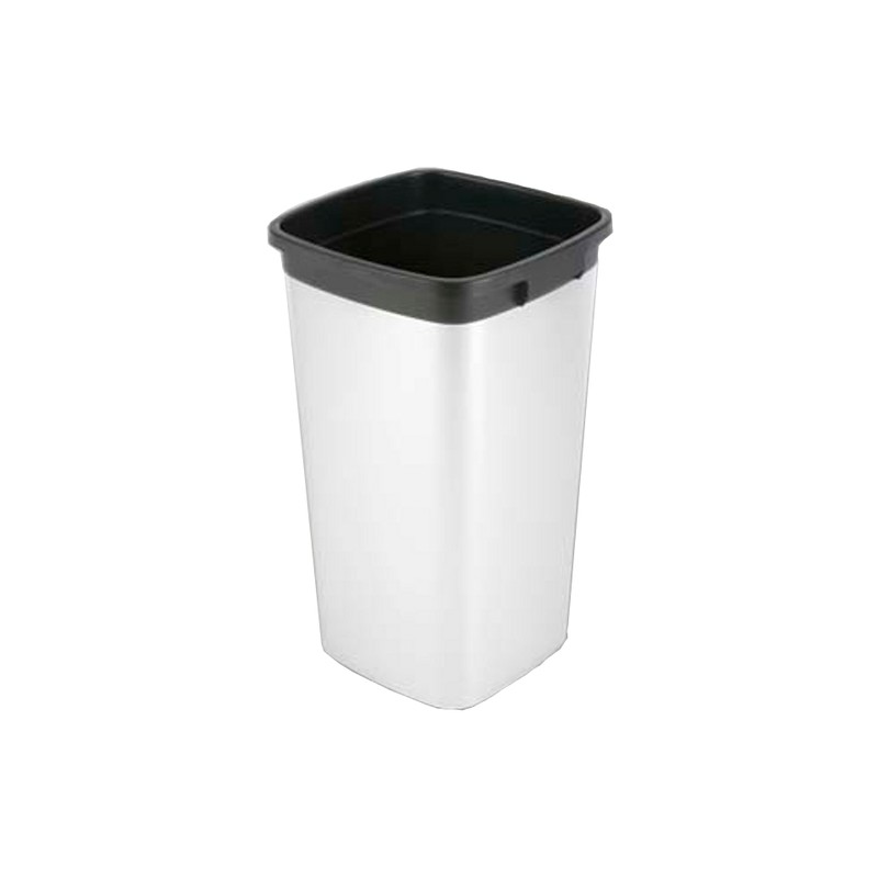 Poubelle carree 60L plastique - Aspect metal