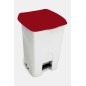 Collecteur a pedale avec couvercle 80L - Blanc/Rouge