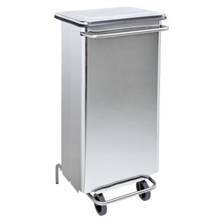 Poubelle a pedale 110L mobile - Inox 430