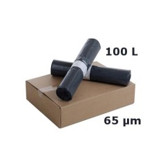 Sac poubelle PEBD - Noir 100L 65µ 440+(2x190)x850 mm (x200)