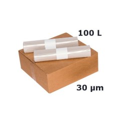 Sac poubelle PEBD - Transparent 100L 30µ 420+(2x200)x850 mm (x200)