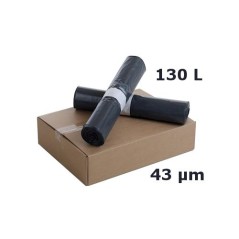 Sac poubelle PEBD - Noir 130L 43µ 680+(2x60)x1100 mm (x200)