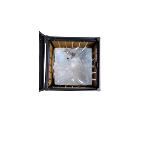 Corbeille cendrier 70L - Aspect acier bois - Ouverture peripherique