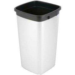 Poubelle carree 60L plastique - Aspect metal