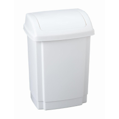 Poubelle plastique 10L a bascule avec couvercle - Blanc