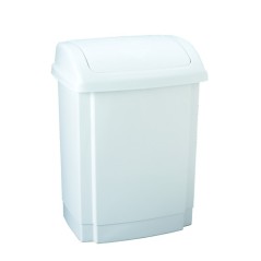 Poubelle polypropylène 25L avec couvercle basculant - Blanc