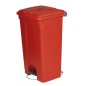 Collecteur a pedale avec couvercle 90L - Rouge/Rouge