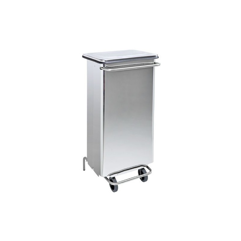 Poubelle a pedale 110L mobile - Inox 430