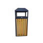 Corbeille cendrier 70L - Aspect acier bois - Ouverture peripherique