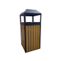 Corbeille cendrier 70L - Aspect acier bois - Ouverture peripherique