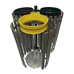 Support sac triflux 3x110L sur tube + ent. PolyAl