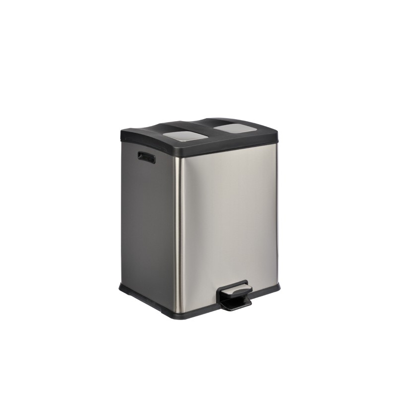 Poubelle à pédale bi-flux pour tri sélectif 2x30L