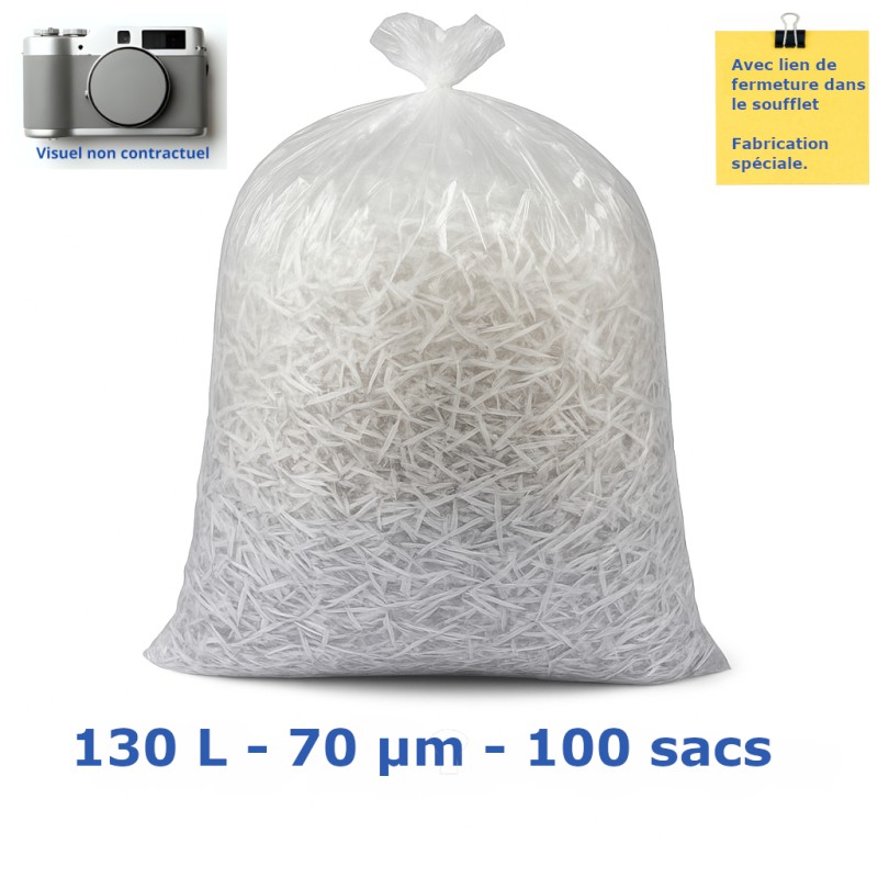 Sac poubelle 130L translucide 70µ 800x1120 (100 sacs) Sac poubelle 130L translucide 70µ 800x1120 (100 sacs)