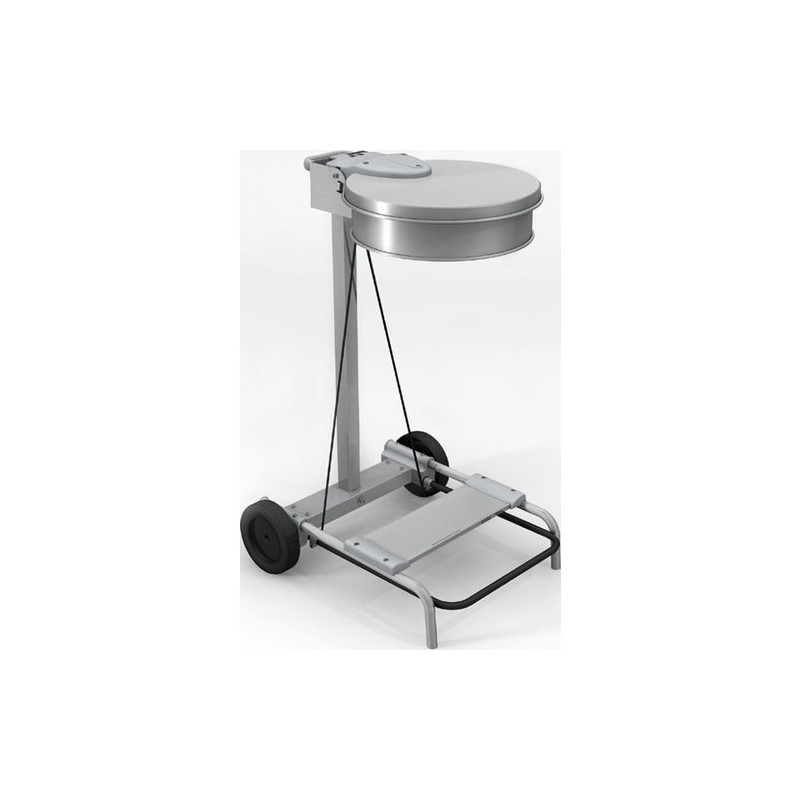 Chariot porte sac 100/130L Blanc avec roues et pedale