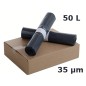 Sac poubelle PEBD Noir 50L 35µ 680x750 mm (200 sacs)