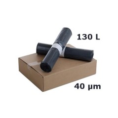 Sac poubelle PEBD Noir 130L 40µ 800x1150mm (100 sacs)