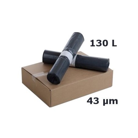 Sac poubelle PEBD - Noir 130L 43µ 800x1100 mm (200 sacs)