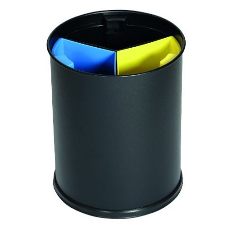 Corbeille tri sélectif 3 flux - 13L - 3 bacs - Coloris Noir