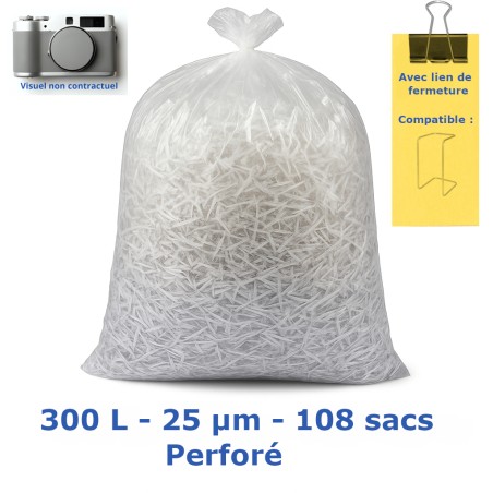 Sac poubelle Sem-Transp perforé 300L 25µ 940x1550 mm (108 sacs)