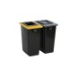 Conteneur PB 2x60L biflux noir - Couvercles jaune et gris Conteneur PB 2x60L biflux noir - Couvercles jaune et gris