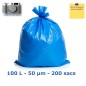Sac poubelle PEBD - Bleu 100L 50µ 820x850 mm (200 sacs)