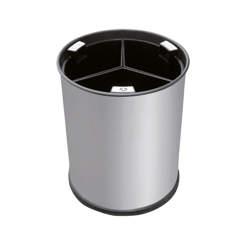 Corbeille tri selectif 3 flux 13L - Inox brossé Corbeille tri selectif 3 flux 13L - Inox brossé