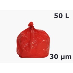 Sac poubelle PEBD Rouge 50L 30µ LS 680x750mm (200 sacs)