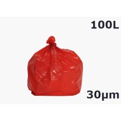 Sac poubelle PEBD Régé - Rouge 100L 30µ 820x850 mm (200 sacs)