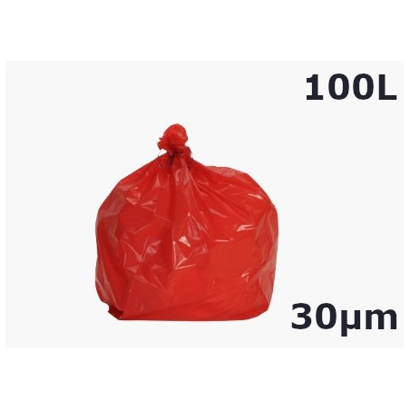 Sac poubelle PEBD Régé - Rouge 100L 30µ 820x850 mm (200 sacs)