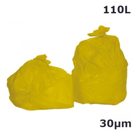 Sac poubelle 110L Jaune 30µ 700x1050 mm (200 sacs)