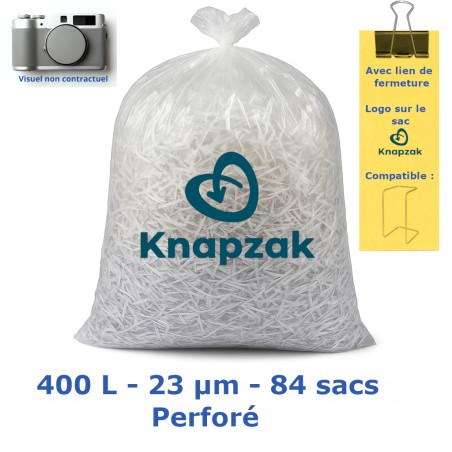 Sac poubelle 400L Transp.perf.logo 23µ 940x1950 mm (84 sacs)