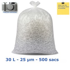 Sac poubelle PEBD - Transparent 30L 25µ 500x650 mm (500 sacs)