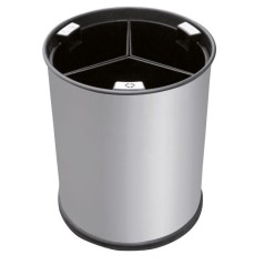 Corbeille tri selectif 3 flux 13L - Inox brossé