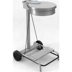 Chariot porte sac 100/130L Inox avec roues et pedale