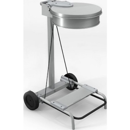 Chariot porte sac 100/130L Inox avec roues et pedale