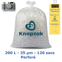 Sac poubelle 200L Transp.perf.logo 35µ 820x1400 mm (120 sacs)