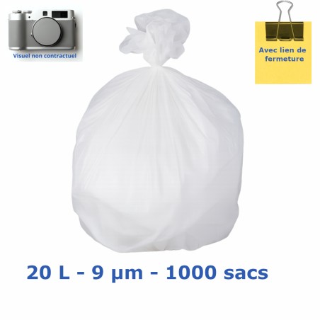Sac poubelle PEHD - Blanc 20L 9µ 450x480mm (1000 sacs)