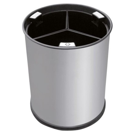 Corbeille tri selectif 3 flux 13L - Inox brossé